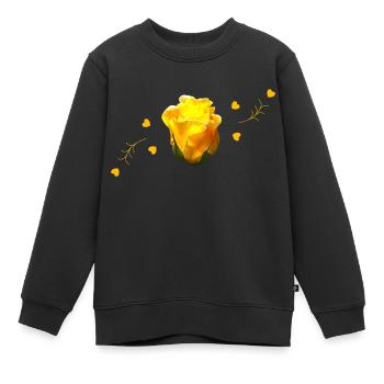 rose yellow rose - Kids Premium Organic Sweatshirt - black - Front - AI Model Kid Female (0cm)