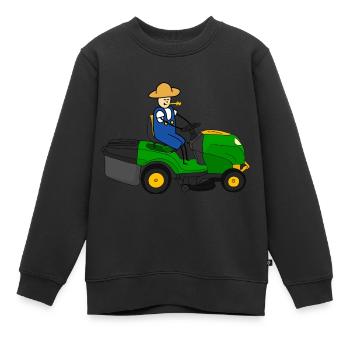 Lawn mower tractor driving - Kids Premium Organic Sweatshirt - black - Front - AI Model Kid Female (0cm)