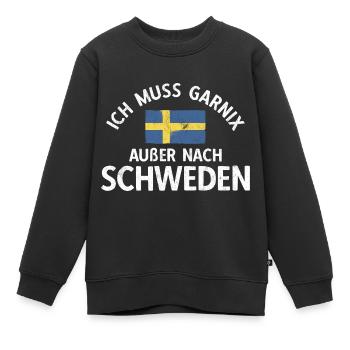 Muss Nur Nach Schweden Flagge Schweden - Kinder Premium Organic Sweatshirt - Schwarz - Vorne - AI Model Kid Female (0cm)