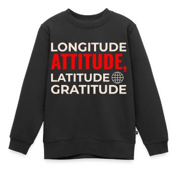 Längengrad Breitengrad Einstellung Dankbarkeit GIS Karte - Kinder Premium Organic Sweatshirt - Schwarz - Vorne - AI Model Kid Female (0cm)