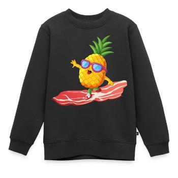 Ananas drôle cool sur l’onde de bacon - Sweat Premium enfant bio - noir - Devant - AI Model Kid Female (0cm)