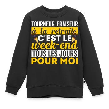 Tourneur-fraiseur à la retraite cadeau drôle - Sweat Premium enfant bio - noir - Devant - AI Model Kid Female (0cm)