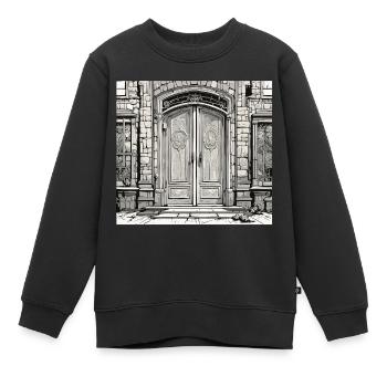 Porte / Entrée / Serrure / Portail / Porte d’entrée / Design - Sweat Premium enfant bio - noir - Devant - AI Model Kid Female (0cm)