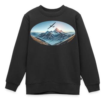 Segelflugzeug in den Bergen - Kinder Premium Organic Sweatshirt - Schwarz - Vorne - AI Model Kid Female (0cm)