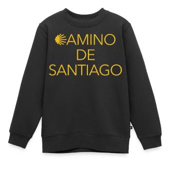 Chemin de Saint-Jacques-de-Compostelle - Pétoncle - Pèlerinage - Sweat Premium enfant bio - noir - Devant - AI Model Kid Female (0cm)