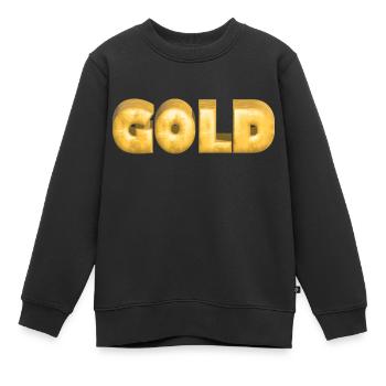 GOLD gold Gold Text Schrift Barren - Kinder Premium Organic Sweatshirt - Schwarz - Vorne - AI Model Kid Female (0cm)