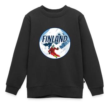 Finlande Ski Laponie - Sweat Premium enfant bio - noir - Devant - AI Model Kid Female (0cm)