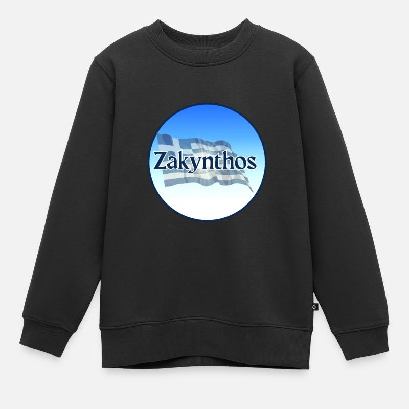 Zakynthos Grèce Drapeau grec - Sweat Premium enfant bio - noir