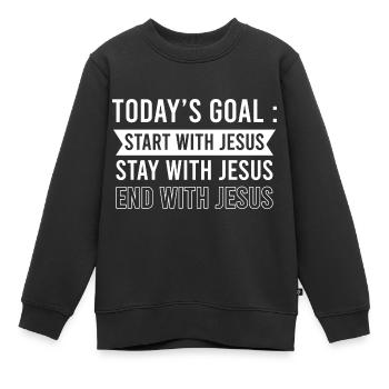 Bible Verse - Kids Premium Organic Sweatshirt - black - Front - AI Model Kid Female (0cm)