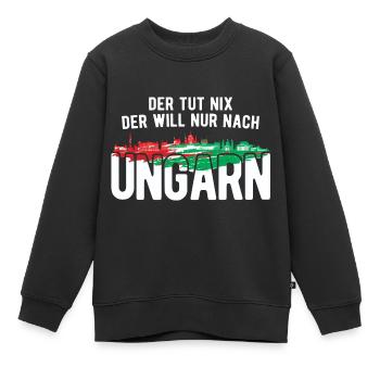 Der Will Nur Nach Ungarn Ungarische Flagge Ungarn - Kinder Premium Organic Sweatshirt - Schwarz - Vorne - AI Model Kid Female (0cm)