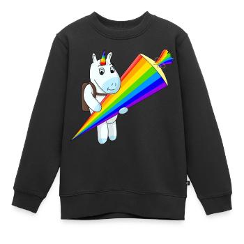Unicorn Schooling School Start Children - Kids Premium Organic Sweatshirt - black - Front - AI Model Kid Female (0cm)
