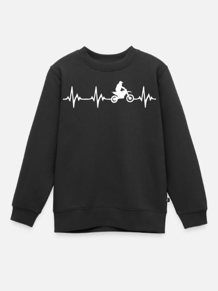Motorrad Herzschlag - Kinder Premium Organic Sweatshirt - Schwarz