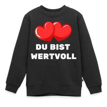 Du bist Wertvoll Herz Luftballon Liebe Zuneigung - Kinder Premium Organic Sweatshirt - Schwarz - Vorne - AI Model Kid Female (0cm)
