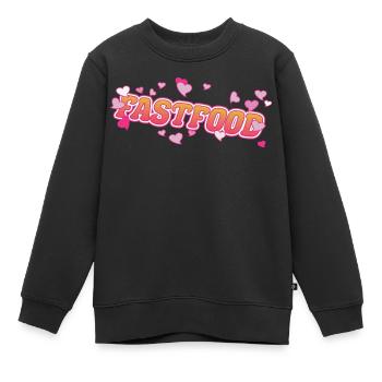 Restauration rapide avec des cœurs, j’adore la restauration rapide - Sweat Premium enfant bio - noir - Devant - AI Model Kid Female (0cm)