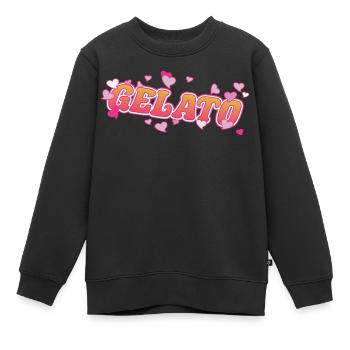 Cooles Gelato mit rosa Herzen Design - Kinder Premium Organic Sweatshirt - Schwarz - Vorne - AI Model Kid Female (0cm)