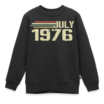 Anniversaire juillet 1976 Année 1976 juillet Né en 1976 - Sweat Premium enfant bio - noir - Devant - AI Model Kid Female (0cm)