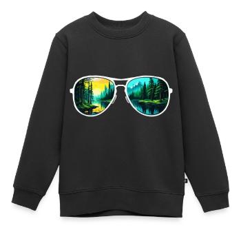 Sonnenbrille / Reflektion / Wald / Spiegelung - Kinder Premium Organic Sweatshirt - Schwarz - Vorne - AI Model Kid Female (0cm)