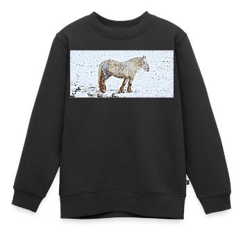 La jument de trait - Sweat Premium enfant bio - noir - Devant - AI Model Kid Female (0cm)