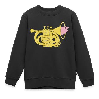 Oiseau trompette - Sweat Premium enfant bio - noir - Devant - AI Model Kid Female (0cm)
