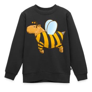 Costume d’abeille Capybara - Sweat Premium enfant bio - noir - Devant - AI Model Kid Female (0cm)