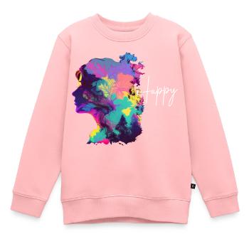 Happy Colorful Woman Design - Sweat Premium enfant bio - rose - Devant - AI Model Kid Female (0cm)