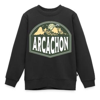 Bassin d’Arcachon, Dune du Pilat, France - Sweat Premium enfant bio - noir - Devant - AI Model Kid Female (0cm)