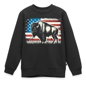 Bison - Sweat Premium enfant bio - noir - Devant - AI Model Kid Female (0cm)