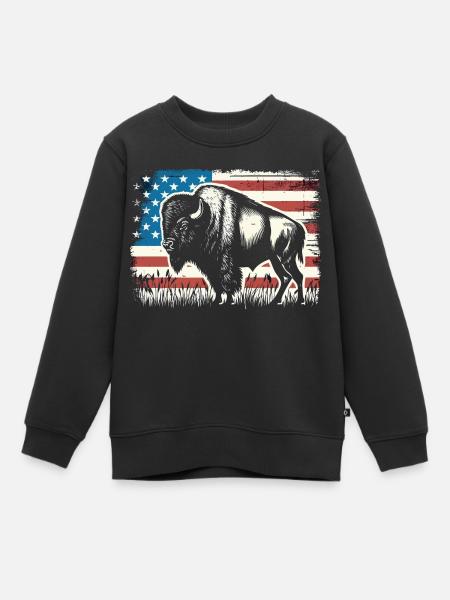 Bison - Sweat Premium enfant bio - noir