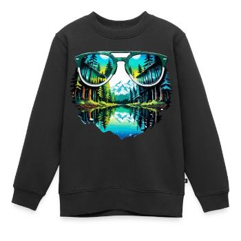 Sonnenbrille / Reflektion / Wald / Spiegelung - Kinder Premium Organic Sweatshirt - Schwarz - Vorne - AI Model Kid Female (0cm)