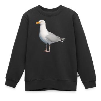 Möwe__Nordisch - Kinder Premium Organic Sweatshirt - Schwarz - Vorne - AI Model Kid Female (0cm)