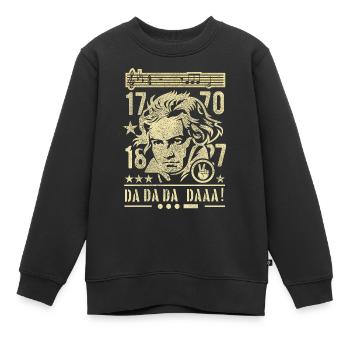 Beethoven Porträt Noten 5. Symphonie - Kinder Premium Organic Sweatshirt - Schwarz - Vorne - AI Model Kid Female (0cm)