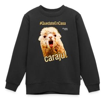 Quedate En Casa Caraju - Sweat Premium enfant bio - noir - Devant - AI Model Kid Female (0cm)