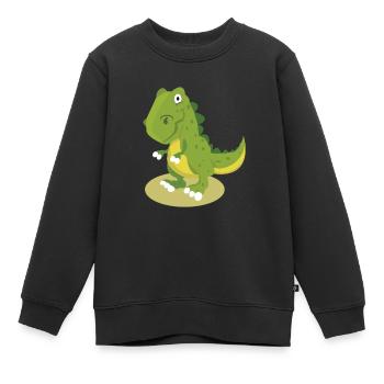 Dinosaures Trex - Sweat Premium enfant bio - noir - Devant - AI Model Kid Female (0cm)