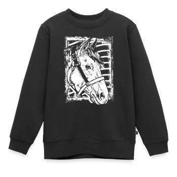 Reiten - Reiter - Pferd - Pferdekopf - Kinder Premium Organic Sweatshirt - Schwarz - Vorne - AI Model Kid Female (0cm)