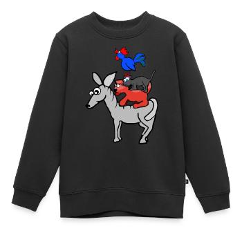 Die Bremer Stadtmusikanten - Kinder Premium Organic Sweatshirt - Schwarz - Vorne - AI Model Kid Female (0cm)