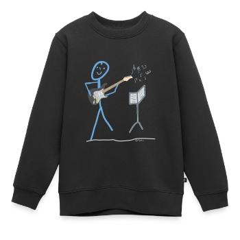 E Guitar Stick Figure Bass Music Rock - Sweat Premium enfant bio - noir - Devant - AI Model Kid Female (0cm)