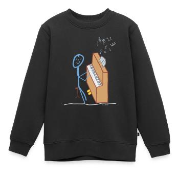 Klavier Strichmännchen spielt Musik Konzert Oper - Kinder Premium Organic Sweatshirt - Schwarz - Vorne - AI Model Kid Female (0cm)