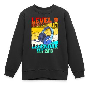 Level 9 freigeschaltet - Kinder Premium Organic Sweatshirt - Schwarz - Vorne - AI Model Kid Female (0cm)