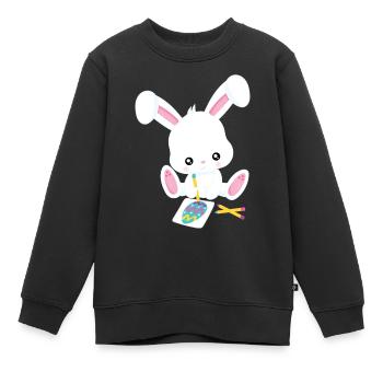 Osterhase - Kinder Premium Organic Sweatshirt - Schwarz - Vorne - AI Model Kid Female (0cm)