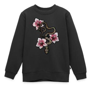 Orchidées serpents - Sweat Premium enfant bio - noir - Devant - AI Model Kid Female (0cm)