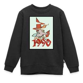 1990 - Kinder Premium Organic Sweatshirt - Schwarz - Vorne - AI Model Kid Female (0cm)