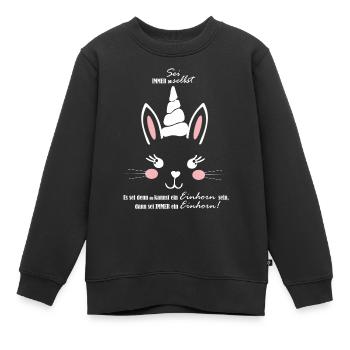 Hase oder Einhorn, oder ein Mischling -Unicorn - Kinder Premium Organic Sweatshirt - Schwarz - Vorne - AI Model Kid Female (0cm)