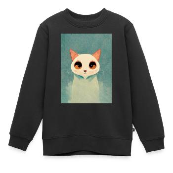 Cute Cat draw - Sweat Premium enfant bio - noir - Devant - AI Model Kid Female (0cm)