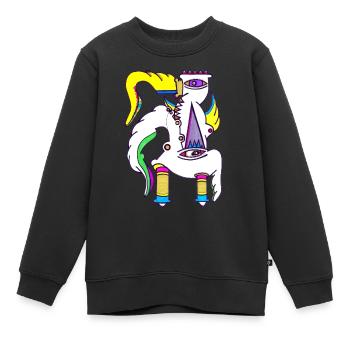 Einhorn Gockel - Kinder Premium Organic Sweatshirt - Schwarz - Vorne - AI Model Kid Female (0cm)