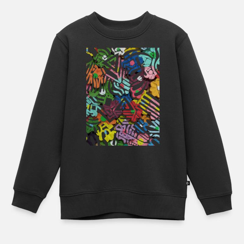 Impression géométrique - Sweat Premium enfant bio - noir
