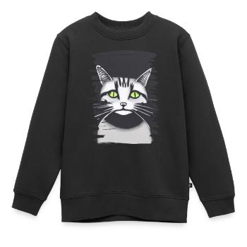 Katzengesicht 4 - Kinder Premium Organic Sweatshirt - Schwarz - Vorne - AI Model Kid Female (0cm)