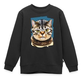 Katzengesicht 10 - Kinder Premium Organic Sweatshirt - Schwarz - Vorne - AI Model Kid Female (0cm)