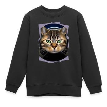 Weltraum Katze 2 - Kinder Premium Organic Sweatshirt - Schwarz - Vorne - AI Model Kid Female (0cm)