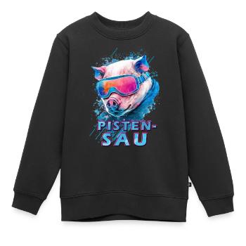 Pistensau mit Skibrille - Kinder Premium Organic Sweatshirt - Schwarz - Vorne - AI Model Kid Female (0cm)