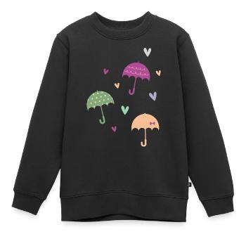 Regenschirm & Herzen - Kinder Premium Organic Sweatshirt - Schwarz - Vorne - AI Model Kid Female (0cm)